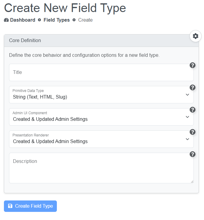 Create New Field Type form