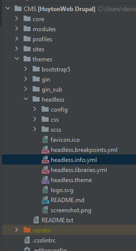 Folder structure for the CMS