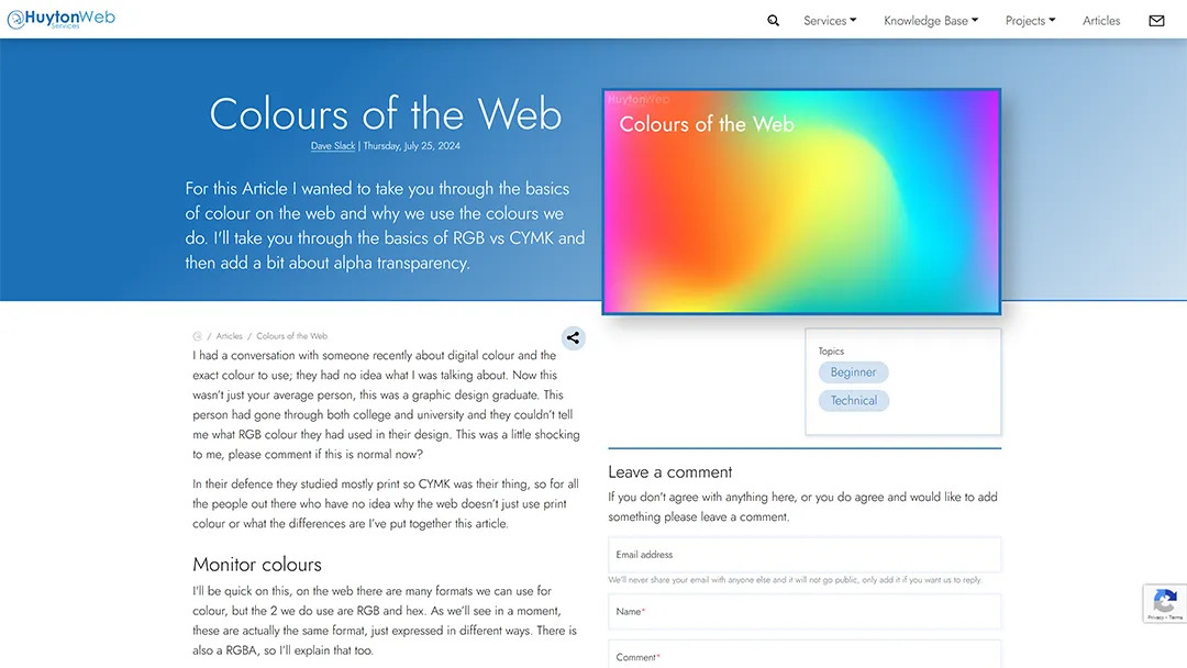 Article: Colours of the Web screenshot